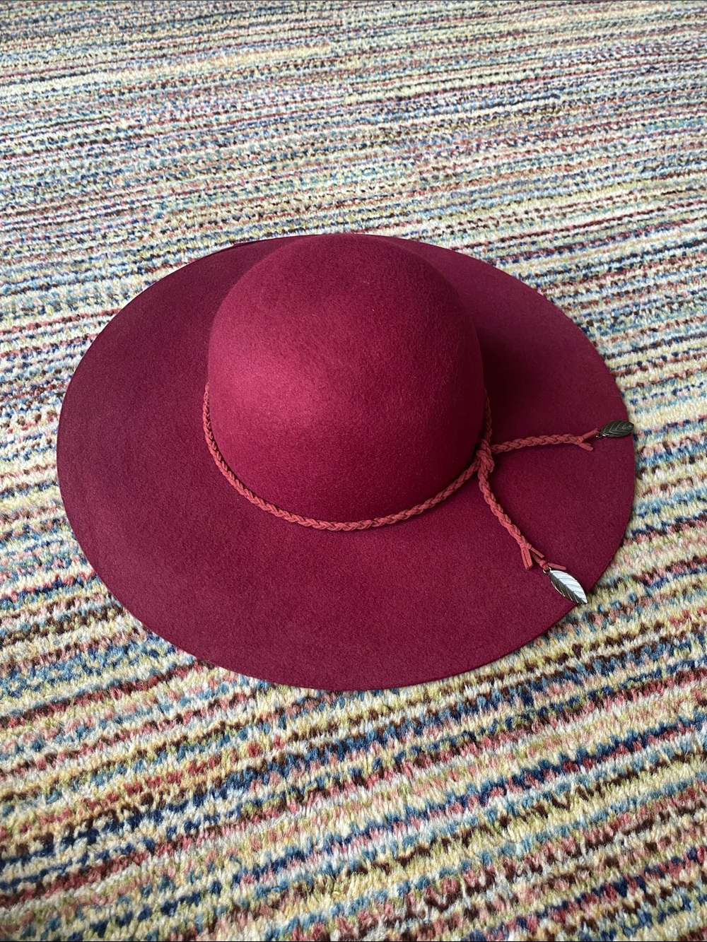 Scala Pronto Burgundy Wool Felt Wide Brim Boho Rancher Hat OSFM